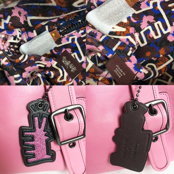 Coach x Keith Haring Mailbox Bag PINK Limited Edition Kisslock Shoulder Bag HTF - Picture 10 of 14